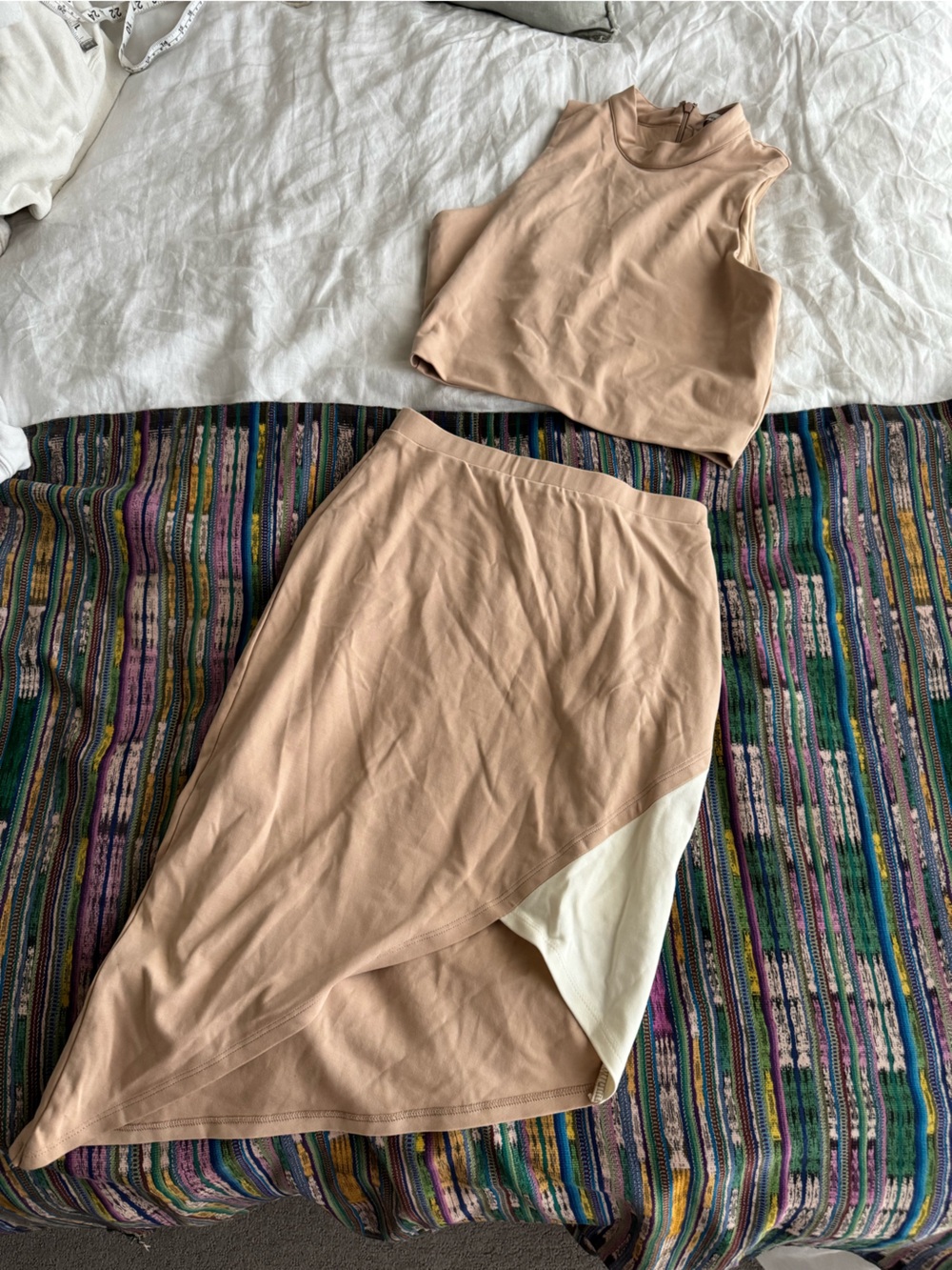 Lovers + Friends Two-Piece Skirt Set in Beige